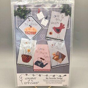 My Favorite Things Tea Towel Potholder Embroidery Applique Pattern